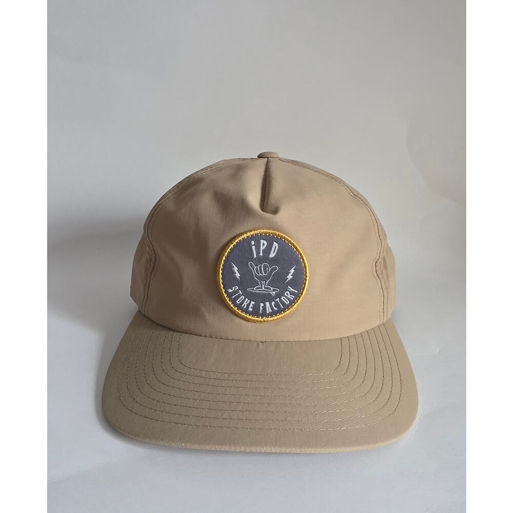 IPD Stoke Factory Tan Nylon Snapback Hat Beige Outdoor Camp Cap
